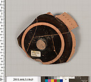 Terracotta fragment of a kylix: Lip cup (drinking cup), Terracotta, Greek, Attic