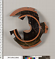 Terracotta fragment of a kylix: Lip cup (drinking cup), Terracotta, Greek, Attic