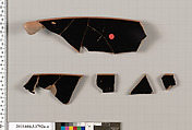 Terracotta fragments of a kylix: Band cup (drinking cup), Terracotta, Greek, Attic