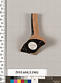 Terracotta fragment of a kylix (drinking cup), Terracotta, Greek, Attic