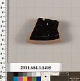 Terracotta fragment of a skyphos (deep drinking cup), Terracotta, Greek, Attic