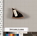 Terracotta fragment of a skyphos (deep drinking cup), Terracotta, Greek, Attic