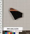 Terracotta fragment of a skyphos (deep drinking cup), Terracotta, Greek, Attic