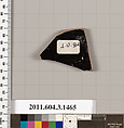 Terracotta fragment of a skyphos (deep drinking cup), Terracotta, Greek, Attic