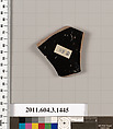 Terracotta fragment of a skyphos (deep drinking cup), Terracotta, Greek, Attic