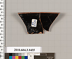 Terracotta rim fragment of a skyphos (deep drinking cup), Terracotta, Greek, Attic