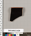 Terracotta rim fragment of a skyphos (deep drinking cup), Terracotta, Greek, Attic