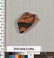 Terracotta fragment of a kylix: Band cup (drinking cup), Terracotta, Greek, Attic