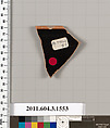 Terracotta rim fragment of a kylix: Band cup (drinking cup), Terracotta, Greek, Attic