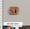Terracotta rim fragment of a kylix: eye-cup (drinking cup), Terracotta, Greek, Attic