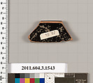 Terracotta rim fragment of a kylix (drinking cup), Terracotta, Greek, Attic