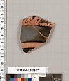 Terracotta fragment of a kylix: Band cup (drinking cup), Terracotta, Greek, Attic