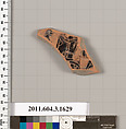 Terracotta fragment of a kylix: Band cup (drinking cup), Terracotta, Greek, Attic