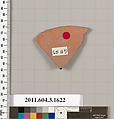 Terracotta fragment of a kylix: Band cup (drinking cup), Terracotta, Greek, Attic