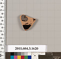 Terracotta fragment of a kylix: Band cup (drinking cup), Terracotta, Greek, Attic