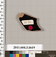 Terracotta fragment of a kylix: Band cup (drinking cup), Terracotta, Greek, Attic