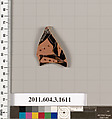 Terracotta fragment of a kylix: Band cup (drinking cup), Terracotta, Greek, Attic