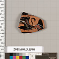 Terracotta fragment of a kylix: Band cup (drinking cup), Terracotta, Greek, Attic