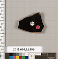 Terracotta fragment of a kylix: Band cup (drinking cup), Terracotta, Greek, Attic