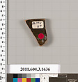 Terracotta fragment of a kylix: Band cup (drinking cup), Terracotta, Greek, Attic