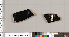 Terracotta fragments of kylikes: Band or lip cups (drinking cups), Terracotta, Greek, Attic