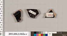 Terracotta fragments of kylikes: Band or lip cups (drinking cups), Terracotta, Greek, Attic