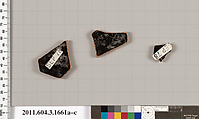 Terracotta fragments of kylikes: Band or lip cups (drinking cups), Terracotta, Greek, Attic