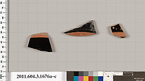 Terracotta fragments of kylikes: Band or lip cups (drinking cups), Terracotta, Greek, Attic