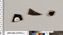 Terracotta fragments of kylikes: Band or lip cups (drinking cups), Terracotta, Greek, Attic