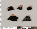 Terracotta fragments of kylikes: Band or lip cups (drinking cups), Terracotta, Greek, Attic