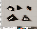Terracotta fragments of kylikes: Band or lip cups (drinking cups), Terracotta, Greek, Attic