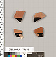 Terracotta fragments of kylikes: Band or lip cups (drinking cups), Terracotta, Greek, Attic
