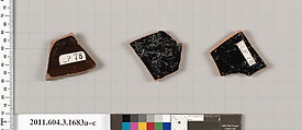 Terracotta fragments of kylikes: Band or lip cups (drinking cups), Terracotta, Greek, Attic