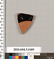 Terracotta fragment of a kylix: Band or lip cup (drinking cup), Terracotta, Greek, Attic