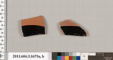 Terracotta fragments of kylikes: Band or lip cups (drinking cups), Terracotta, Greek, Attic