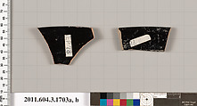 Terracotta rim fragments of kylikes: Band cups (drinking cups), Terracotta, Greek, Attic