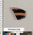 Terracotta fragment of a kylix: Band or lip cup (drinking cup), Terracotta, Greek, Attic