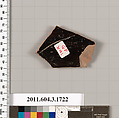 Terracotta fragment of a kylix: Lip cup (drinking cup), Terracotta, Greek, Attic