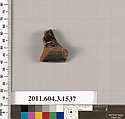 Terracotta fragment of a kylix (drinking cup), Terracotta, Greek, Attic