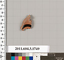 Terracotta fragment of a kylix: Band or lip cup (drinking cup), Terracotta, Greek, Attic