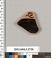 Terracotta fragment of a kylix: Lip cup (drinking cup), Terracotta, Greek, Attic