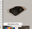 Terracotta fragment of a kylix: Band or lip cup (drinking cup), Terracotta, Greek, Attic