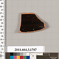 Terracotta rim fragment of a kylix: Lip cup (drinking cup), Terracotta, Greek, Attic