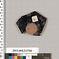 Terracotta fragment of a kylix: Band or lip cup (drinking cup), Terracotta, Greek, Attic