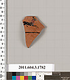 Terracotta rim fragment of a kylix: Lip cup (drinking cup), Terracotta, Greek, Attic