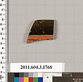 Terracotta rim fragment of a kylix: Band cup (drinking cup), Terracotta, Greek, Attic