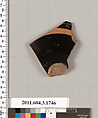 Terracotta fragment of a kylix: Band or lip cup (drinking cup), Terracotta, Greek, Attic