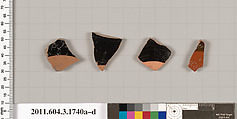 Terracotta fragments of kylikes: Band or lip cups (drinking cups), Terracotta, Greek, Attic