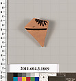 Terracotta fragment of a kylix: Lip cup (drinking cup), Terracotta, Greek, Attic