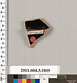 Terracotta fragment of a kylix: Lip cup (drinking cup), Terracotta, Greek, Attic